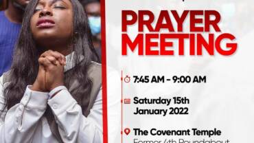 The Covenant Temple Lekki will be holding her first prayer meeting